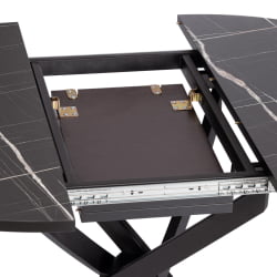 Раздвижной стол MANZANA ЛДСП/HPL/металл, 100 х 100+30 х 75 см, Мрамор черный/черный