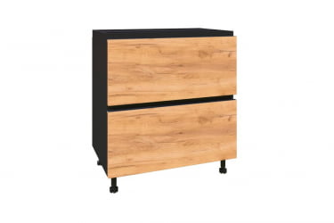 Тумба кухонная 800 с 2 ящиками ЛЮКС (4) Шервуд ЛД 281.940.000.016 Черная Дуб золотой