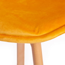 Стул TULIP SOFT (mod. 74) вельвет/дерево , 54 х 47 х 83 см , желтый (HLR 41)/натуральный