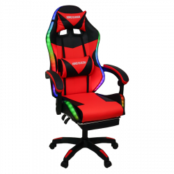 Кресло 1209 KINGQUEEN, цвет черный/красный с подсветкой, 1209-black-red-mass-led