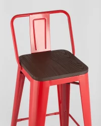 Стул барный Tolix Wood 75.5  со спинкой Красный