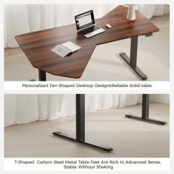 Стол компьютерный с электроприводом Eureka ERK-EDI-FS-WN (Fan shaped), орех