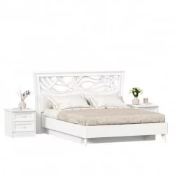 Кровать двуспальная 1600 с подъемным механизмом Джулия с тумбами Белая