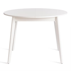 Раздвижной овальный стол SVELTO ЛДСП, опора-массив березы, 105 х 105 (140) х 74.5 см, Белый /белый
