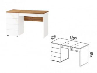 Стол письменный (лев/прав) Монако 903.24 Дуб Вотан / Белый шпон / Альпийский белый