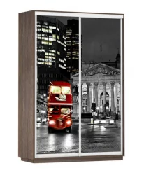 Шкаф-купе со стеклом Экспресс Дуо 1600х2200h Лондон/Венге