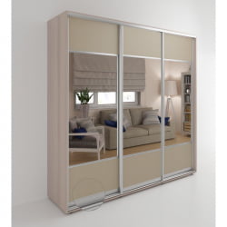 Шкаф-купе трехстворчатый с зеркалом Акцент-Дуэт КЛ 1800х600 Ясень шимо светлый