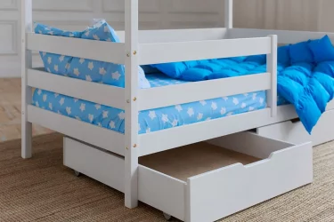 Детская кровать белый с ящиками