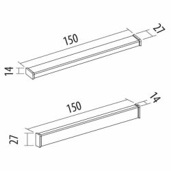Плинтус (с заглушками) ПЛ 118.150 Алюминий КВАДРО Премиум