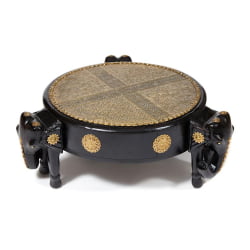 Столик Secret De Maison 3 SLONA ( mod. ND-005) дерево манго/латунная чеканка, Dia 48. В 19 см, этническая роспись