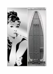 Узкий шкаф в прихожую Iron Slim Print (левый,купе) Беленый дуб