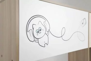 Компьютерный стол с ящиками Котофей Ясень шимо светлый Вайс Белый