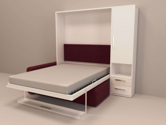 Шкаф-диван-кровать Смарт 1 правый с пуфом 1400 Венге