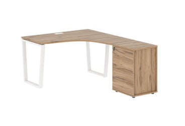 Стол эргономичный с тумбой правый EDIS EVCET 1318 R Дуб Денвер светлый Белый