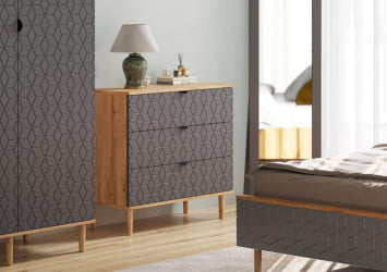 Комод Денвер 3 ящ Дуб вотан/Графит Р-810