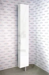 Распашной шкаф в гостиную в белом глянцевом стекле Лупо Шелф (левый) Венге