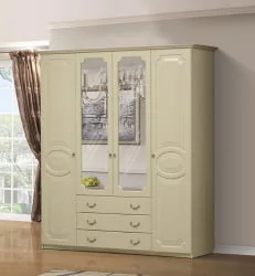 Шкаф Ивушка-5 четырехстворчатый  Дуб беленый Туя