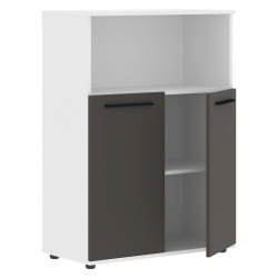 Шкаф с глухими малыми дверьми EDIS EMCS 85.3 Мокко Черный Белый