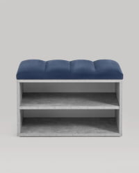 Банкетка Хольст серая велюр Синий