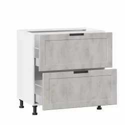 Тумба кухонная 800 с 2 ящиками ЛЮКС (4) Джамис ЛД 296.150.000.010 Белый Белый камень