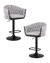 Стул барный ДОБРИН ЛЕОН (серая ткань (ЛАР 275-17)) 2 шт / DOBRIN LEON (LAR