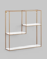 Полка Square золотая Белый мрамор