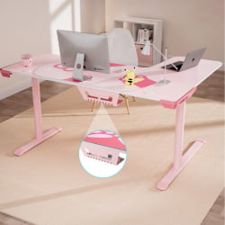 Стол письменный (для компьютера) угловой EUREKA ERK-L60L-PK-V2 (левый), розовый