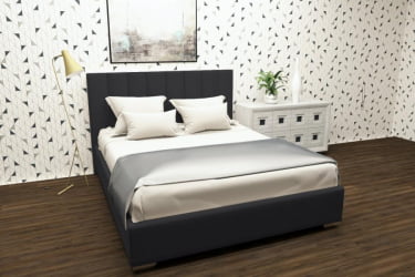 Кровать 140 на 200 Терра без основания Материал фасада: Металл/Велюр; Спальное место: 1400х2000 мм; Цвет: Темно серый