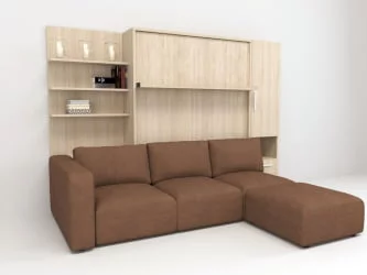 Шкаф-диван-кровать Смарт 1 правый с полкой и пуфом 1600 Венге