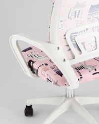 Кресло детское ТопЧаирс Симпле СН ДЖуниор принт Пинк Катс пластик белый / TopChairs Simple SN Junior Pink Cats