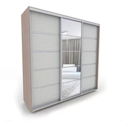 Шкаф-купе трехстворчатый с зеркалом Акцент-Квадро КВ 1800х600 Шимо светлый/хром