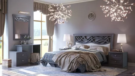 Комод с 4 ящиками с зеркалом Джулия Оникс серый