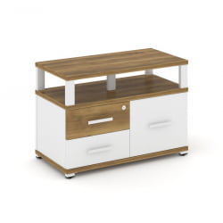 Тумба приставная сервисная с надставкой широкой CОНCЕПТ CН.ТСР-003 Б/В Сандал Янтарный Белый бриллиант Белый / CONCEPT CN.TSR-003 B/W
