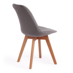 Стул TULIP SOFT (mod. 74) вельвет/дерево , 54 х 47 х 83 см , светло-серый (HLR19)/натуральный