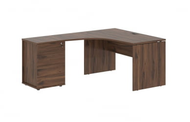 Стол эргономичный с тумбой левый EDIS EDCET 1318 L Дуб Денвер темный Мокко