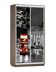 Шкаф-купе со стеклом Экспресс Хит Лондон/Венге