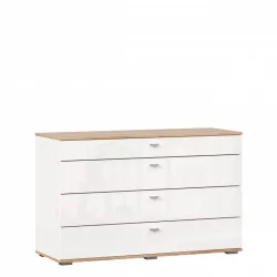 Комод 1200 с 4 ящиками и зеркалом Фиджи 011 Дуб Золотой Белый