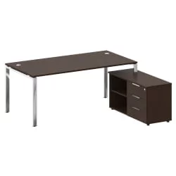 Стол рабочий руководителя с опорной тумбой левый МЕТАЛ СЙСТЕМ ДИРЕCТ БГ.СРТ-5.9 Пр Венге Цаво / METAL SYSTEM DIRECT