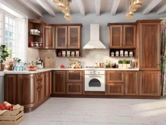 Шкаф кухонный 800 с открытой полкой с решеткой Кантри ЛД 235.296.000 Ноче Таволато