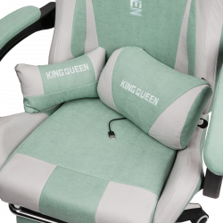 Кресло 1208, замша, цвет сине-белый с массажем, арт 1208-Blue-White