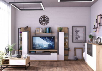 Шкаф для посуды в гостиную ЛД.674.060.000 Дуб Золотой/Белый