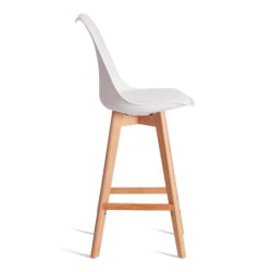 Стул барный TULIP BAR (mod. C1014H-1) / 1 шт. в упаковке пластик/дерево, 42 х 47,5 х 104 см, White (Белый) 70029/ натуральный