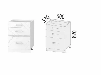 Напольный шкаф (3 ящика с метабоксами) Бьянка 102.66