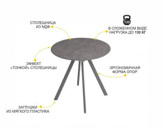 Обеденный стол Орфей 50 (02) Бетон темный