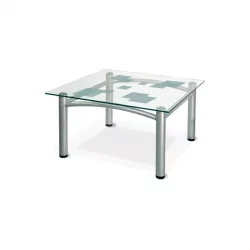 Стеклянный стол Робер 2М Металлик/ прозрачное