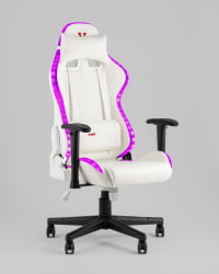 Кресло геймерское с подсветкой ТопЧаирс ГММ-080 белый на черной базе / TopChairs GMM-080