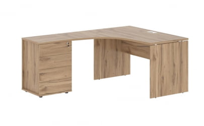 Стол эргономичный с тумбой правый EDIS EDCET 1318 R Дуб Денвер светлый Белый