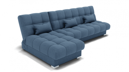 Диван Фиеста-2 угол левый/правый (ЗР) Цвет фасада: Голубой; Тип: Левый/правый; Материал фасада: Металл/Велюр