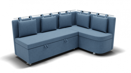 Кухонный диван Париж-1 угол левый/правый (ЗР) Цвет фасада: Голубой; Тип: Левый/правый; Материал фасада: Металл/Велюр