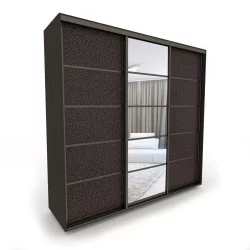 Шкаф-купе трехстворчатый с зеркалом Акцент-Квадро КЛ 1800х600 Венге/Бронза